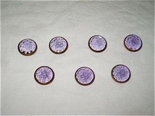 7 Antique Victorian Amethyst Crystal Jewels W/ Brass Frames For Mounting,  As Are