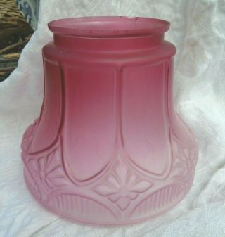 Antique Frosted Pink Glass 3 1/4 " Fitter Art Deco Noveau Lamp Light Shade
