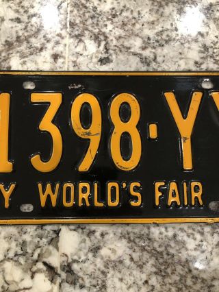 Vintage 1964 1965 York N.  Y.  WORLDS FAIR License Plate 4