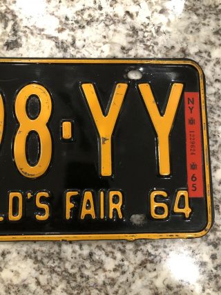 Vintage 1964 1965 York N.  Y.  WORLDS FAIR License Plate 6