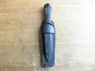 Sog Mini Pentagon Fixed Knife 3.  5 " Aus8 Stainless Blade Black Kraton Handle