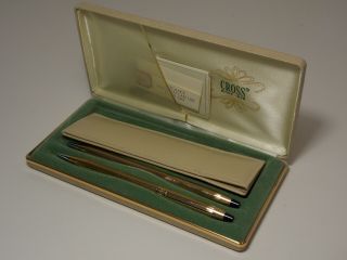 Vintage Cross Pen & Pencil Desk Set 10kt Gf Texaco Gas