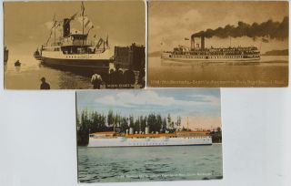 3 1910 Era Ships Kennedy Steamship Ss Sioux Puget Sound Washington Postcards