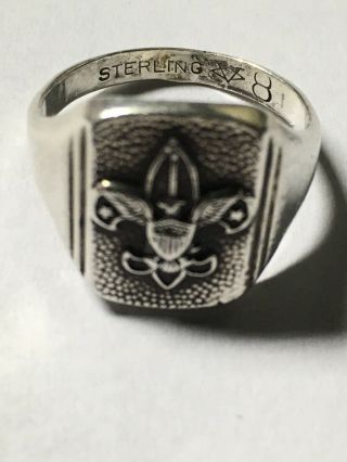 Vintage Sterling Silver Boy Scouts Ring Hallmarked Signed Vargas Size 8