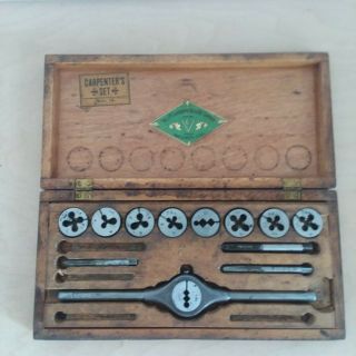Antique Vintage J.  M.  Carpenter Tap And Die Co.  Set No.  2 In Wood Box