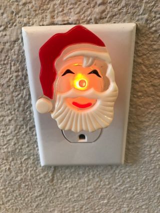 Vintage Christmas Lucite Acrylic Santa Claus Night Light Plug In