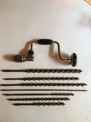 Vintage Stanley Bell System - B Bit Brace And Auger Bits