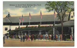 Saratoga Race Track,  Saratoga Springs,  York Vintage Linen Postcard 1945 T