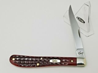 2018 Case Xx Usa 61048 Ss Slimline Trapper Knife 4 1/8 " Red Bone Handles