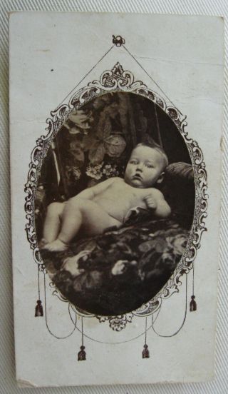 ANTIQUE CIVIL WAR ERA CDV PHOTO OF A DARLING BABY CONCORD NH TAX STAMP ON VERSO 2