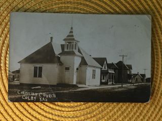 Ks Kansas; Colby Christian Church Rppc Pm 1909