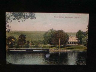 Antique Postcard - C1906,  Greenwood Lake,  Ny.  " Swing Bridge " Indian On Back