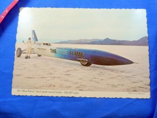 1970 Blue Flame Land Speed Record Holder Postcard Bonneville Salt Flats Utah