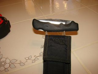 Case Xx 2104l Sab Ss Blackhorn 3.  5 Lockback Black Folding Knife Made In Usa 1991