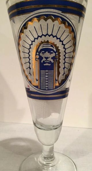 Vtg University Of Illinois Pilsner Beer Glass.  Chief Illiniwek U Of I Souvenir.