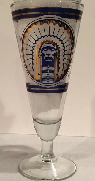 VTG University Of Illinois Pilsner Beer Glass.  Chief Illiniwek U Of I Souvenir. 2
