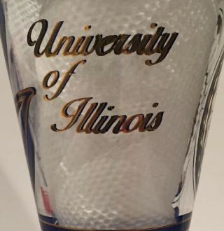 VTG University Of Illinois Pilsner Beer Glass.  Chief Illiniwek U Of I Souvenir. 5