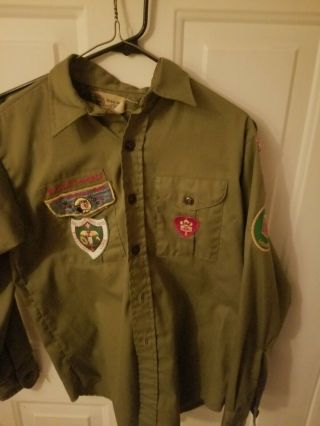 Vintage Boy Scout Uniform Long Sleeve Shirt and Pants Patches 1970 Connecticut 4