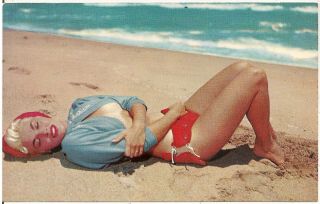 " Sunbather " Bathing Beauty Marilyn Monroe Look - A - Like Bunny Yeager Postcard