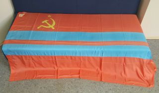 Nos Ussr Flag Of The Turkmen Ssr Republic Flag Hammer & Sickle Large