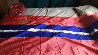 Vintage Silk Cold War Nos Kyrgyzstan Ssr Soviet Flag