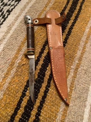 Vintage 1960’s Western Usa L28 Bird Fish/small Game Bowie Hunting Knife W/sheath