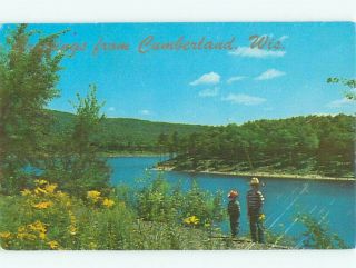 Pre - 1980 Fishing Scene Cumberland - Near Barron & Rice Lake Wisconsin Wi Af5645