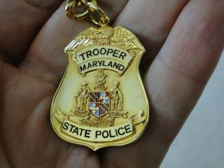 Rare Official Maryland State Police Key Chain Mini - Badge