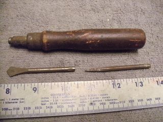 Antique Vintage Wood Handled Storage Multi - Tool Screw driver,  See Pictures, 3