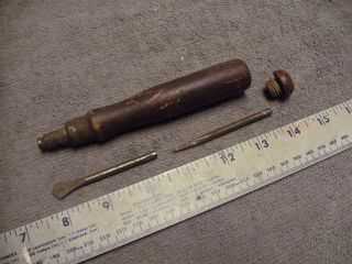 Antique Vintage Wood Handled Storage Multi - Tool Screw driver,  See Pictures, 5