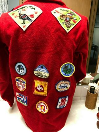 Official Boy Scout Red Wool Jacket W/Patches - Size 40 3