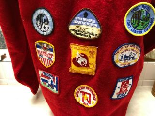 Official Boy Scout Red Wool Jacket W/Patches - Size 40 4