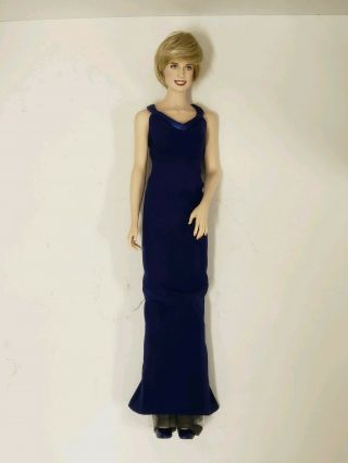 Diana Princess Of Wales Portrait Porcelain Doll By Franklin In Blue Dress