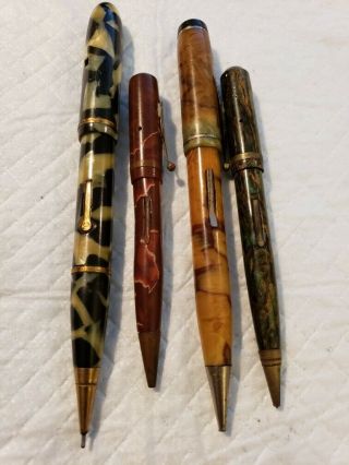 Vintage Mechanical Pencils With Fountain Pen On Other End