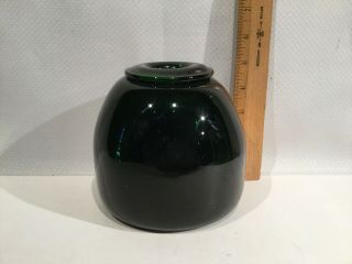 Antique Large Heavy 6 Pound Green Hand Blown Glass Inkwell ??