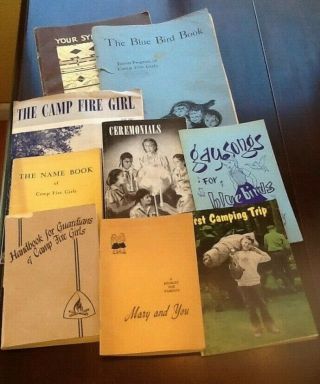 Rare Find - 9 Vintage Camp Fire Girls Manuals/books Blue Birds