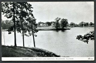 Island Lake Wauconda Il Shore Line Postcard 1930 
