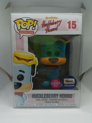 Funko Pop 15 Huckleberry Hound Hanna Barbera Flocked Gemini Exclusive Protector