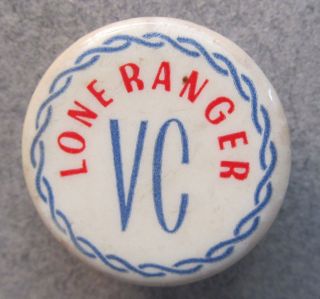 Scarce 1942 Lone Ranger Victory Corps Pinback Button Cereal Premium Radio Show