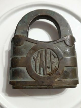 Antique / Vintage Brass Bronze Color Yale Y&t Padlock Lock Has No Key 3 1/4