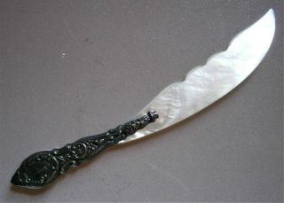 Antique Sterling Silver & Mother Of Pearl Letter Opener