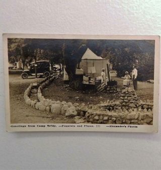 Antique 1919 Real Photo Postcard Camp Baldy San Gabriel Ca.  W/people & Car Rppc