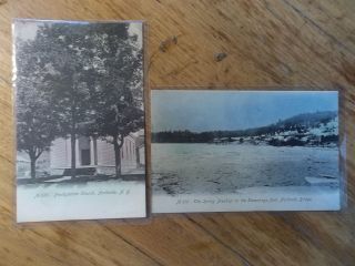 2 Old Postcards - Ca.  1905,  Church,  Ice Breakup,  Northville,  Ny Fulton County Ny