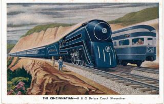 Cincinnatian B & O Railroad Streamliner Locomotive 1947 Transportation