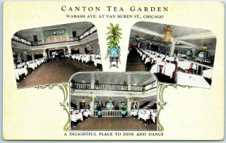 Chicago Postcard Canton Tea Garden Chinese Restaurant Wabash / Van Buren C1930s