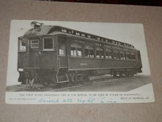 Berwick Pa - 1907 Postcard - First Steel Passenger Car In The World N.  Y.  Central