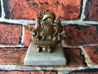 Ship Paperweight Made From Material Of The Old Court House Sheboygan Wisconsin