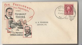 1928 Herbert Hoover Charles Curtis Jugate Art Prez Campaign Env Pm Election Day