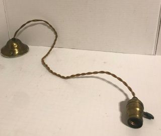 Antique Brass Braided Cloth Cord Hanging Ceiling Light