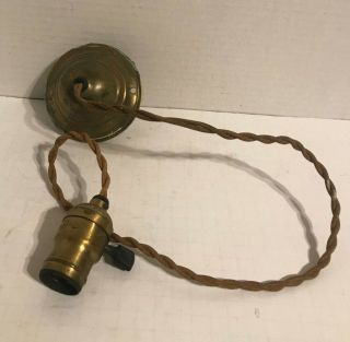 Antique Brass Braided cloth cord Hanging Ceiling Light 2